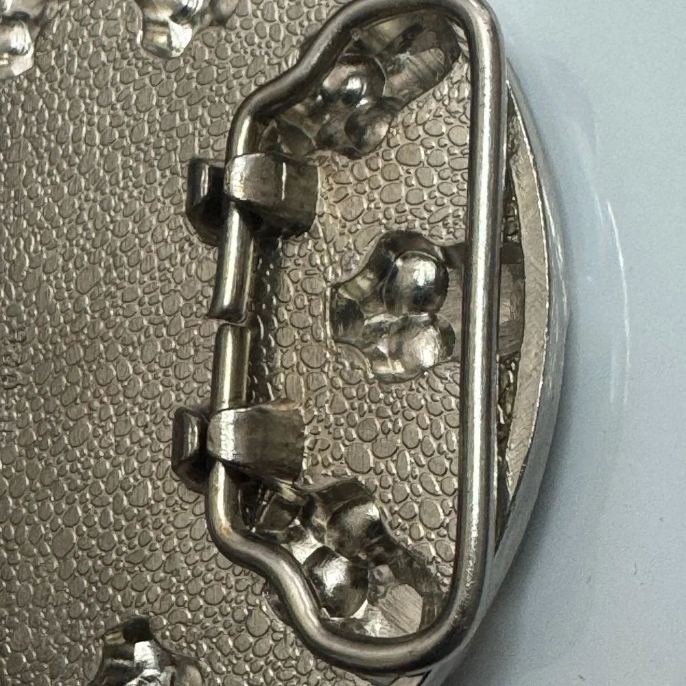 Round Skull Knights Templar Cross Belt Buckle‎ Silver Tone Black Red Metal